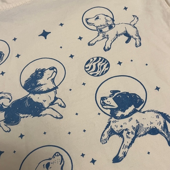 NWOT Comfort Colors Cream Dogs in Space Shirt Funny Dog T-shirt Oversized Size M - Picture 5 of 9